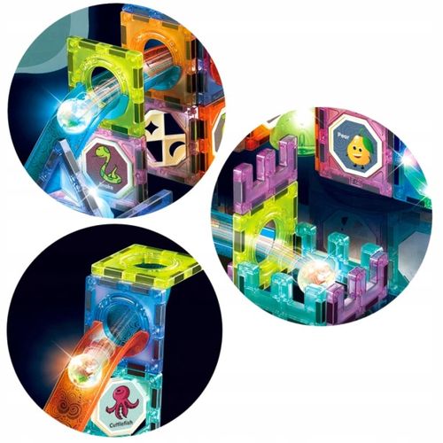 KLOCKI MAGNETYCZNE KONSTRUKCYJNE TOR KULKOWY RAINBOW MAGNETIC TILES PANELE na Arena.pl