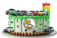 OPŁATEK ZESTAW NA URODZINY POSTACIE MERCEDES SAMOCHODY + IMIĘ