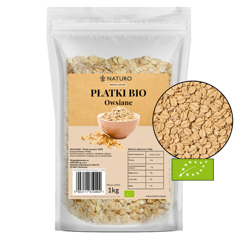 Płatki Owsiane Ekologiczne 1 kg Dary Ogrodu na Arena.pl