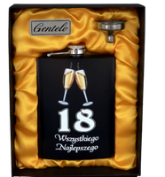 Piersiówka + Lejek na 18 Urodziny w Opakowaniu Prezentowym Prezent Gentelo