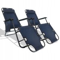 FOTEL LEŻAK OGRODOWY 2 SZTUKI PLAŻOWY SKŁADANY WYGODNY GAZETOWNIK ZAGŁÓWEK