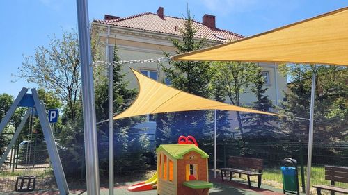 ŻAGIEL PRZECIWSŁONECZNY OGRODOWY BARDZO MOCNY HDPE TRÓJKĄT PIASKOWY 7X7X7 na Arena.pl