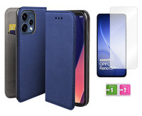Etui z klapką do OPPO RENO 15 5G smart magnet niebieski case + szybka 9H