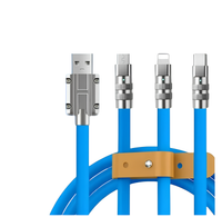 Kabel szybkiego ładowania USB 3w1 typu C 120w 6A 150cm niebieski