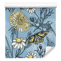 Tapeta do salonu kwiaty mlecz stokrotka motyle