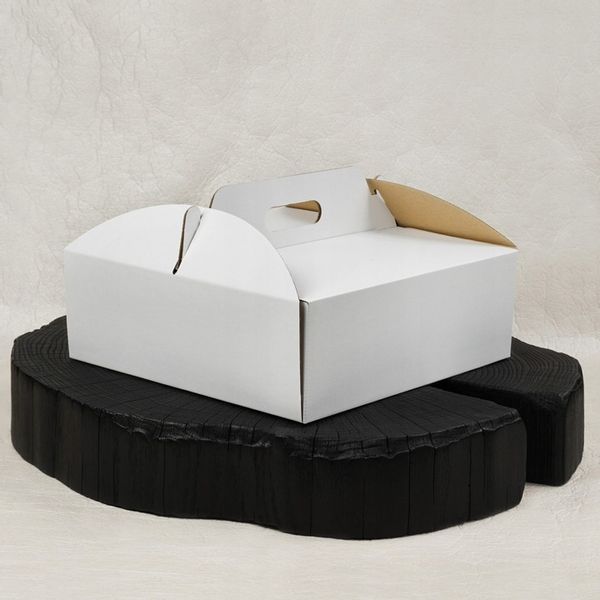 Karton opakowanie na tort ciasto 26x26x15 cm BIAŁE pudełko BARDZO MOCNE zdjęcie 5