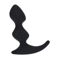 Full Double Ripple Silicone Prostate Massager - Black