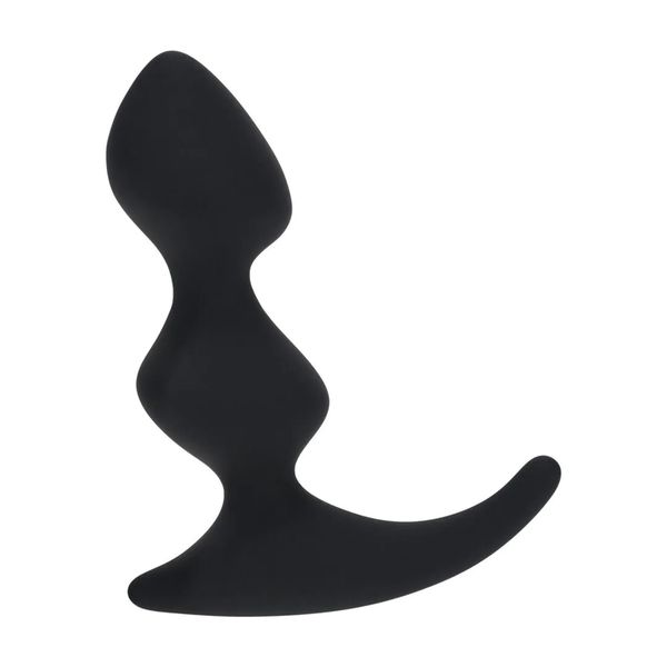Full Double Ripple Silicone Prostate Massager - Black zdjęcie 1