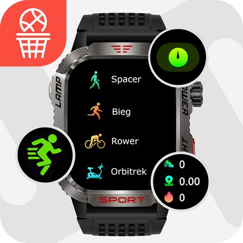 SMARTWATCH MĘSKI MILITARNY ZEGAREK POLSKIE MENU ROZMOWY 600 MAH SMART WATCH na Arena.pl