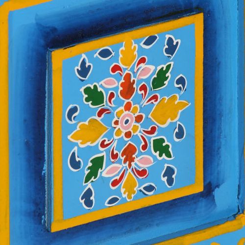 Szafka z litego drewna mango, turkusowa, ręcznie malowana na Arena.pl