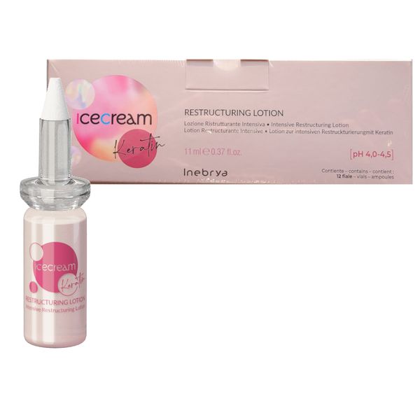 Inebrya Ice Cream Keratin restrukturyzujący lotion do włosów, ampułki 12 x 11ml zdjęcie 1