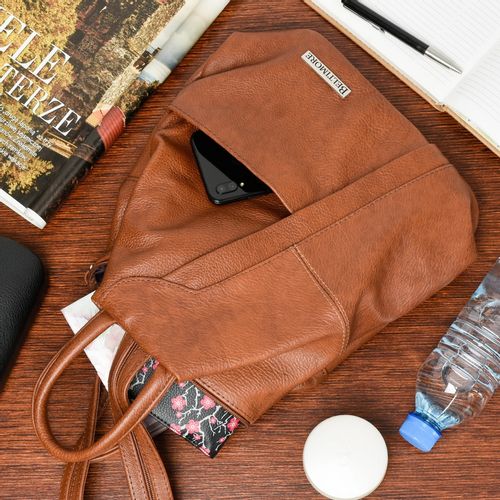 BELTIMORE plecak damski skórzany trójkątny elegancki V478 brązowy na Arena.pl