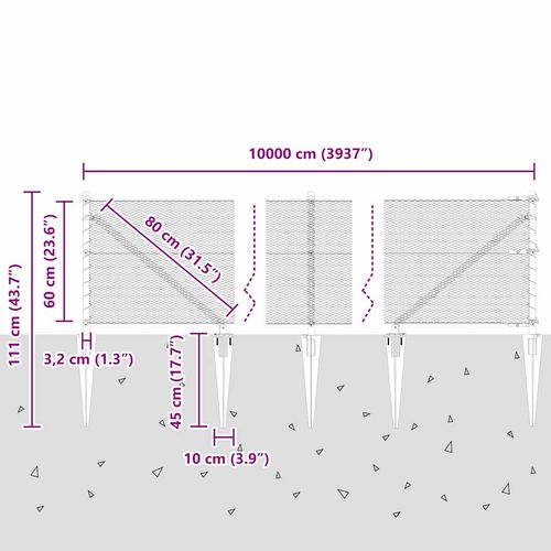 Ogrodzenie z słupkami Szary 0.6 x 100 m Stal pokryta PCV na Arena.pl
