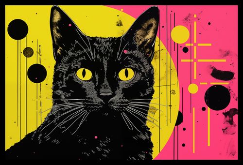 Plakat 45x30cm Neonowy Kocur na Arena.pl