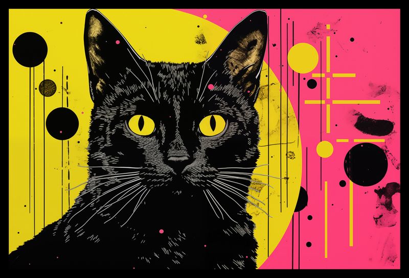 Plakat 45x30cm Neonowy Kocur zdjęcie 2