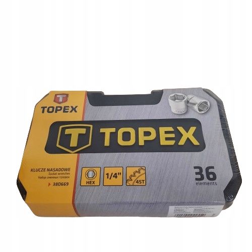KLUCZE NASADOWE ZESTAW Z WALIZKĄ 1/4" 36 szt. TOPEX 38D669 na Arena.pl