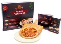 KAMIEŃ DO PIZZY OKRĄGŁY Z UCHWYTAMI I NOŻEM 32cm DO PIEKARNIKA