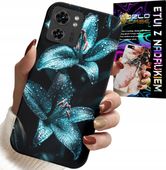 ETUI DO MOTOROLA EDGE 40 - TURKUSOWE LILIE KWIATY OBUDOWA + FOLIA