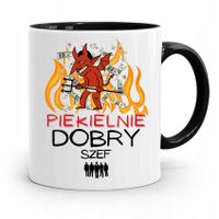 Kubek Czarny Prezent Szefa Piekielnie Dobry Szef Z Nadrukiem Ze Zdjęciem