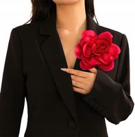 BROSZKA PRZYPINKA RÓŻA 13 CM KWIAT ELEGANCKA CIEMNA CZERWIEŃ DO MARYNARKI