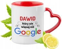 Dla Dawida Kubek Czerwony Z Uszkiem W Kształcie Serca Na Prezent