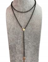 Złoty NASZYJNIK RÓŻANIEC krawatka krzyż BLUEBERRY