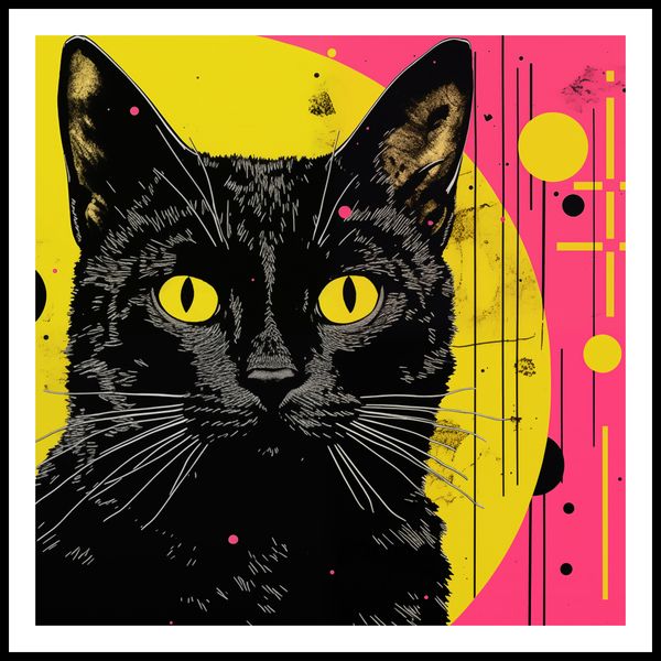 Plakat 100x100cm Neonowy Kocur zdjęcie 3