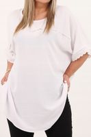 BLUZKA TSHIRT Z KORONKĄ OVERSIZE NA LATO PROSTA LETNIA LUŹNA DUŻE ROZMIARY
