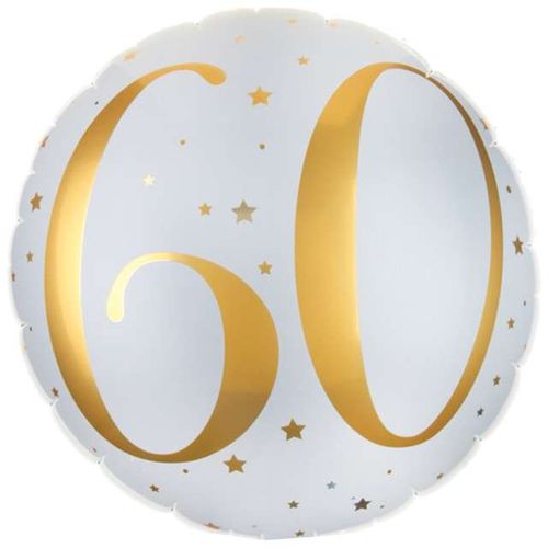 Balon foliowy "60 Urodziny - złote", biały, Santex, 18, RND na Arena.pl