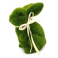 KRÓLIK WIELKANOCNY KRÓLICZEK FLOKOWANY Z KOKARDKĄ ZIELONY 20cm