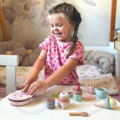 TOOKY TOY Drewniany Zestaw Małego Cukiernika Słodkości do Krojenia na Rzepy w Pudełku Cukiernia Tort Sweet Cake na Arena.pl