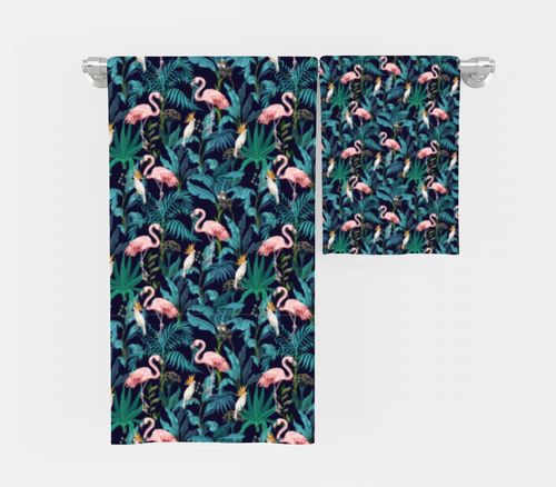 RĘCZNIK Flamingi i papugi z twoim dowolnym tekstem 140x75cm 020G na Arena.pl