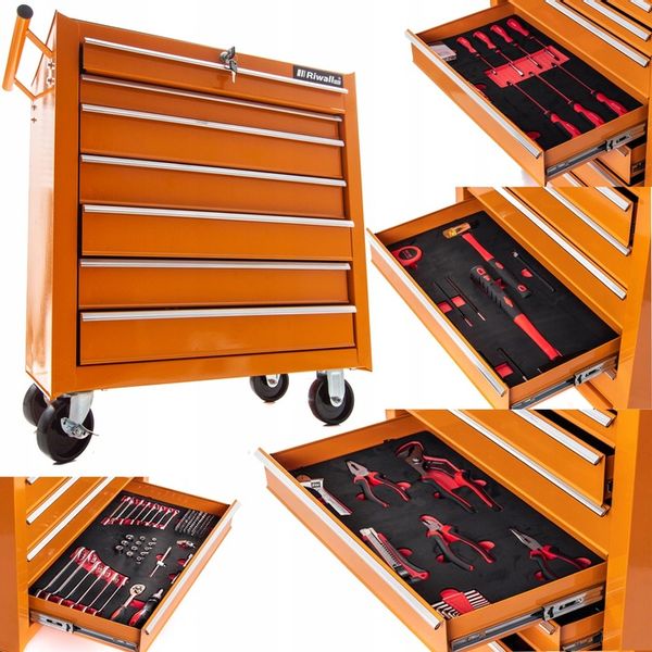 SZAFKA POMARAŃCZOWA WARSZTATOWA WÓZEK NARZĘDZIOWY 688 EL. PRO 7 SZUFLAD zdjęcie 1