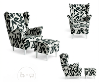 Fotel uszak skandynawski podnóżek pufa decor premium Design Family Meble