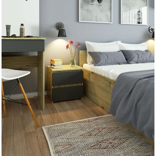 Szafka nocna, STILO, 40cm, dąb artisan, grafit szary, mat | TYLETEGOTU na Arena.pl