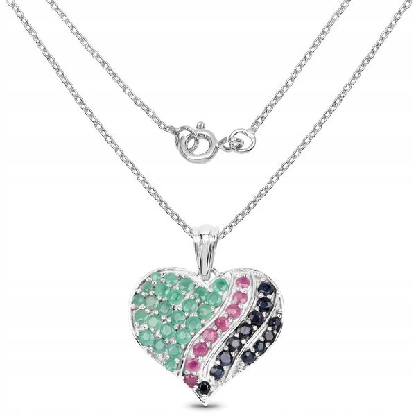 SREBRNY WISIOREK SERCE SZMARAGD RUBIN SZAFIR zdjęcie 3