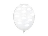 Balony przezroczyste w białe chmurki, 30 cm 3 szt.