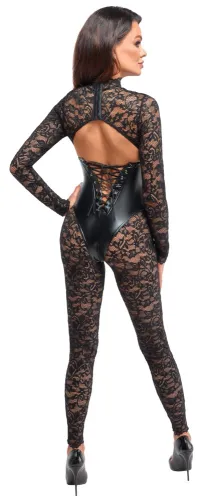 noir powerwetlook kombinezon koronkowy z matowym gorsetem m na Arena.pl