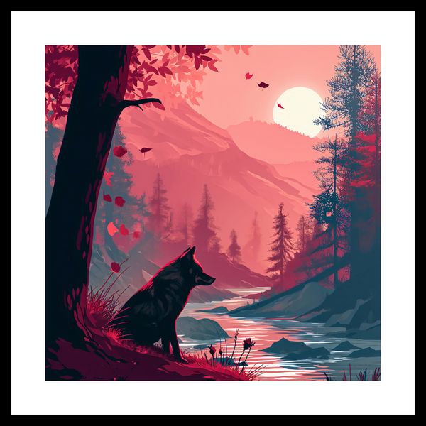 Plakat 30x30cm Wilk Przy Brzegu Lasu zdjęcie 3