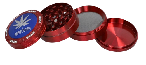 Grinder Młynek do Tytoniu „Amsterdam Blue” – czerwony rant z kryształkami na Arena.pl