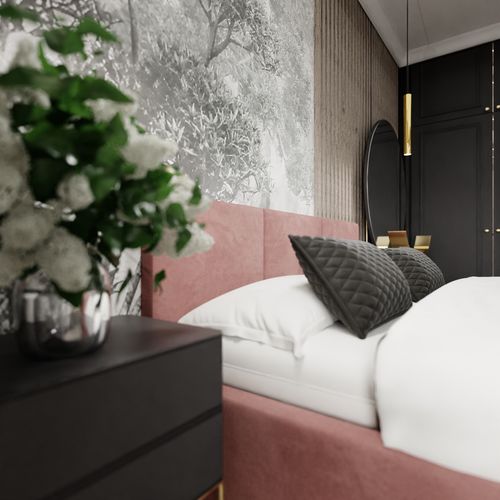 ŁÓŻKO TAPICEROWANE 160x200 ŁÓŻKO PODWÓJNE Z POJEMNIKIEM BRUDNY RÓŻ na Arena.pl