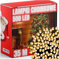 LAMPKI CHOINKOWE 500LED 35m ZEWNĘTRZNE WEWNĘTRZNE BIAŁE CIEPŁE ŚWIĄTECZNE