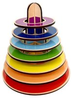 Drewniana układanka Piramida, wieża z kółek