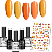 5x NTN Lakier Hybrydowy 5g Dyniowe Halloween Jesień + Naklejki STZ-CS057