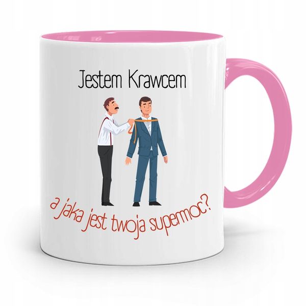 Kubek Różowy Krawca Krawcowej Jestem Krawcem Z Nadrukiem Ze Zdjęciem zdjęcie 1