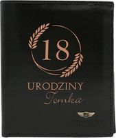 Portfel męski skórzany czarny GRAWER prezent na 18 urodziny personalizacja
