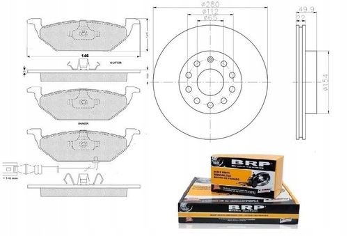 Tarcze Klocki PRZÓD Audi A3,VW Golf 5 6 Seat Altea Skoda Octavia 2 (280mm.) na Arena.pl