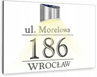 biała TABLICZKA podświetlana ADRESOWA DIBOND numer domu 40x30 cm