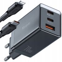 Ładowarka McDodo 67W z 3x USB-C PD, Czarna, z Kablem 1m, Nowa
