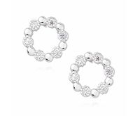 Delikatne rodowane srebrne kolczyki kółka kółeczka z cyrkoniami srebro 925 Z1352E